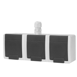 Gniazdo potrójne z/u IP65 n/t 5043-65 szare Aquant 2K Elektro-Plast Nasielsk