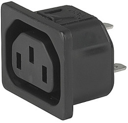 Panel socket F, 3 pole, snap-in, plug-in connector 4.8 x 0.8, black, 3-144-645