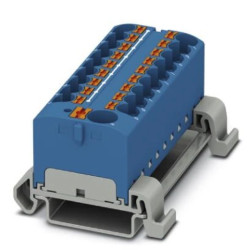 Blok rozdzielczy PTFIX 10/18X4-NS35A BU, niebieskie złącze przemysłowe - 18 punktów przyłączeniowych o przekroju 4mm2
