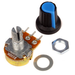 Potencjometr liniowy obrotowy 100k Ohm z gałką