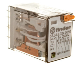 Przekaźnik przemysłowy 4P 7A 24V AC przycisk testujący LED 55.34.8.024.0050