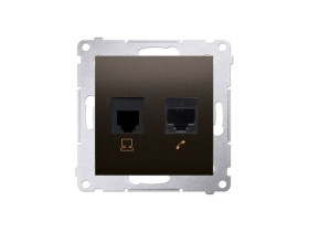 SIMON 54 Gniazdo komputerowe RJ45 kat.5e + telefoniczne RJ12 brąz mat D5T.01/46 KONTAKT SIMON