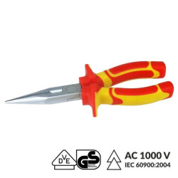 Szczypce wydłużone proste elektrotechniczne 160mm VDE 1000V n-vde04