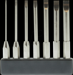 MBS70 4-mm mini bit set, long, slot, 7 pieces