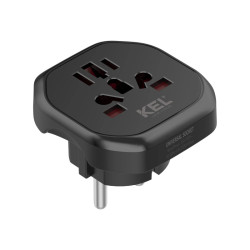 Adapter sieciowy uniwersalny dla wtyczek EU/UK/US/AU czarny AD-EU/UNI W-72053 KEL Plastrol