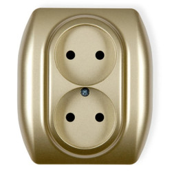 TREND Gniazdo podwójne b/u złoty 6GP-2p