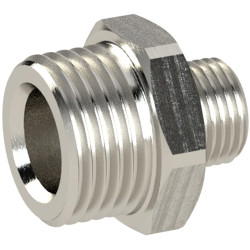 Double threaded nipple, L 30 mm, 25 bar, brass, nickel-plated, for pipe systems, 131904