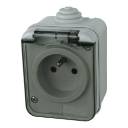 Gniazdo pojedyncze z uziemieniem natynkowe IP44 szare M-L 1592.FR