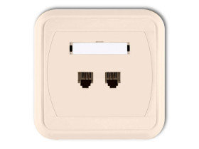 LIZA Gniazdo telefoniczne podwójne 2xRJ11 4-stykowe beżowy 1GLT-2 KARLIK