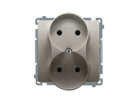SIMON BASIC Gniazdo podwójne bez uziemienia (moduł) 16A 250V zaciski śrubowe satynowy BMG2M.01/29 KONTAKT SIMON