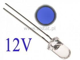 LED 3mm niebieska przezroczysta 2180mcd, 12V