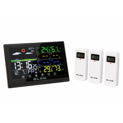 Stacja Pogody BLOW WS201 Czarna Bezprzewodowa, 3 Czujniki