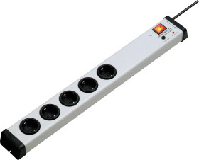 Listwa zasilająca 1.5mm², 16A, 250 V, 5 wtykowa CEE 7/7 niemieckie Schuko/francuskie dł. kabla 1.5m Czarny PVC Typ F