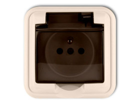 LIZA Gniazdo hermetyczne z uziemieniem (klapka dymna) beżowy 1GPH-1zd KARLIK