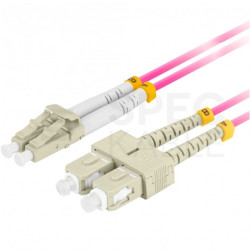 Patchcord światłowodowy MM LC/UPC-SC/UPC duplex 3mm OM4 magenta 1m LANBERG