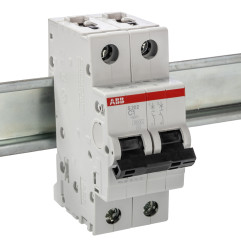 Wyłącznik nadprądowy MCB, Typ C, 2-biegunowy, 1A, 400V, 125V, na szynę DIN, ABB S202-C1, S200