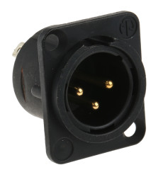 Złącze XLR 3 -pinowe Montaż na panelu Męski Czarny metaliczny
