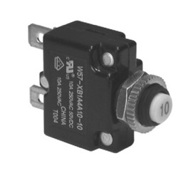 Circuit breaker, thermal, 1 pole, 10 A, 50 V (DC), 250 V (AC), faston plug 6.35 mm, panel mounting, 1423675-7