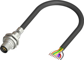 Przewód czujnik-siłownik ze złączem Złącze M12 liczba rdzeni 8 długość 2m Rodzaj A Męskie