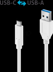 IS2610-005 USB 3.1 cable, iSeries, A male to C male, white, 0,5 m