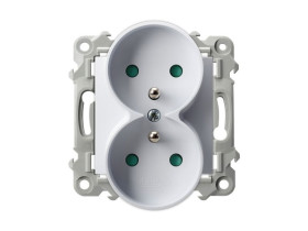 SZAFIR Gniazdo podwójne z uziemieniem z przesłonami moduł bez ramki biały GP-2ZRZP/m/00 OSPEL