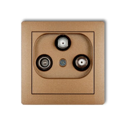 DECO Gniazdo antenowe RTV-SAT końcowe multimedialne (Internet) złoty metalik 8DGM