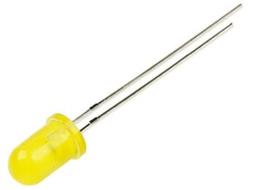 Dioda LED 5mm żółta, matowa, 1300mcd