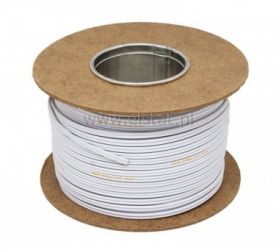 Kabel głośnikowy 2x1,5mm CU; biały; pasek czerwony