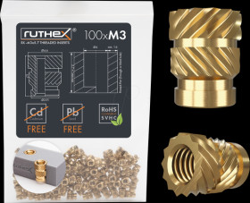 GE-M3X57-001 3D printing, threaded inserts, M3x5.7, pack of 100