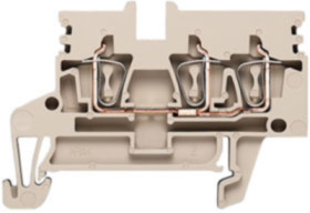 Through terminal block, spring balancer connection, 0.5-2.5 mm², 3 pole, 24 A, 6 kV, dark beige, 1933720000