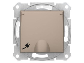 SEDNA Gniazdo pojedyncze z uziemieniem IP44 zaciski bezgwintowe satyna SDN2800868 SCHNEIDER ELECTRIC