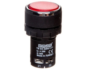 Przycisk sterowniczy monoblok, kryty, niestabilny, 2NC, czerwony T0-MB202DK