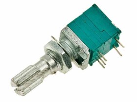 Potencjometr obrotowy 10k ohm liniowy z wyłącznikiem, oś 6x20mm, raster 2,54mm; B10k