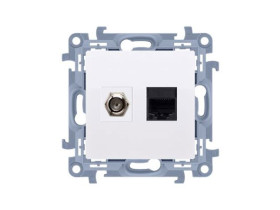 SIMON 15 Gniazdo antenowe typu "F" + RJ45 kat.5e (moduł) białe CASFRJ455.01/11 KONTAKT SIMON