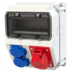 Rozdzielnica budowlana ECOLINE hermetyczna IP54 Bez zabezpieczeń + 16A/[5P] + 2x230V/[2P+Z] PCE 90EKO007