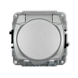 TREND Gniazdo bryzgoszczelne z/u SCHUKO (klapka srebrny metalik) srebrny metalik 7GPB-1sp
