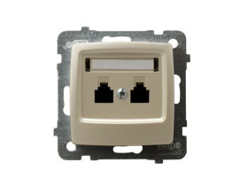 KARO Gniazdo telefoniczne podwójne równoległe ecru perłowy GPT-2SR/m/42 OSPEL