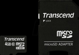 TS4GUSDHC10 MicroSDHC memory card 4GB, Transcend Class 10