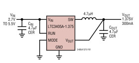1.375V, 1.5MHz, 300mA Synchronous Step-Down Regulators in ThinSOT