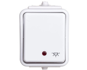 Cedar Przycisk hermetyczny IP44 światło z podświetleniem 10A biały IP44 WNt-102CS WNT102CS01