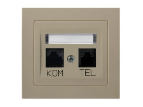 KIER Gniazdo komputerowo/telefoniczne RJ 45 kat.5e (8-stykowe) + RJ 11 (6-stykowe) beżowy GPKT-W/K/01 OSPEL