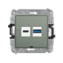 ICON Mechanizm ładowarki USB podwójnej USB C + USB A, 20W max., bez pola opisowego szałwiowy 61ICUSBBO-8