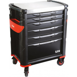 Szafka na rolkach, na kółkach, 7-szufladowa, materiał: Stal nierdzewna, SAM