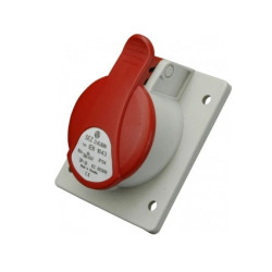 Gniazdo tablicowe skośne 5P 32A 400V czerwone podtynkowe z puszką IP44 GTPN 3253
