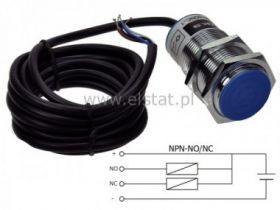 Czujnik indukcyjny, fi 30x55mm, NPN, NO/NC, kabel