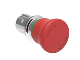 Metalowy przycisk grzybkowy odblokowanie przez obrót fi 40mm wg ISO13850 Czerwony LPSB6644