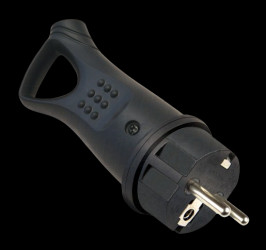 Wtyczka gumowa z uchwytem IP44 16A 250V TRACON czarna