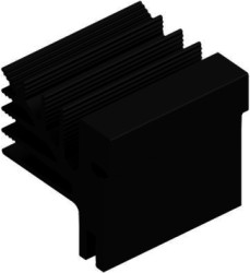 Extruded heatsink, (L x W x H) 37 x 35.3 x 35 mm, 6.3 to 2.6 K/W, black anodized, 10020641