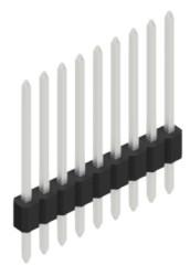 Pin header, 9 pole, pitch 1.27 mm, straight, black, 10060136