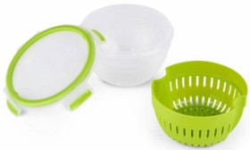 Emsa Clip & Go Miska na owoce 1.1 l tworzywo sztuczne z pokrywką, wodoodporny, można myć w zmywarce przeźroczysty, zielo